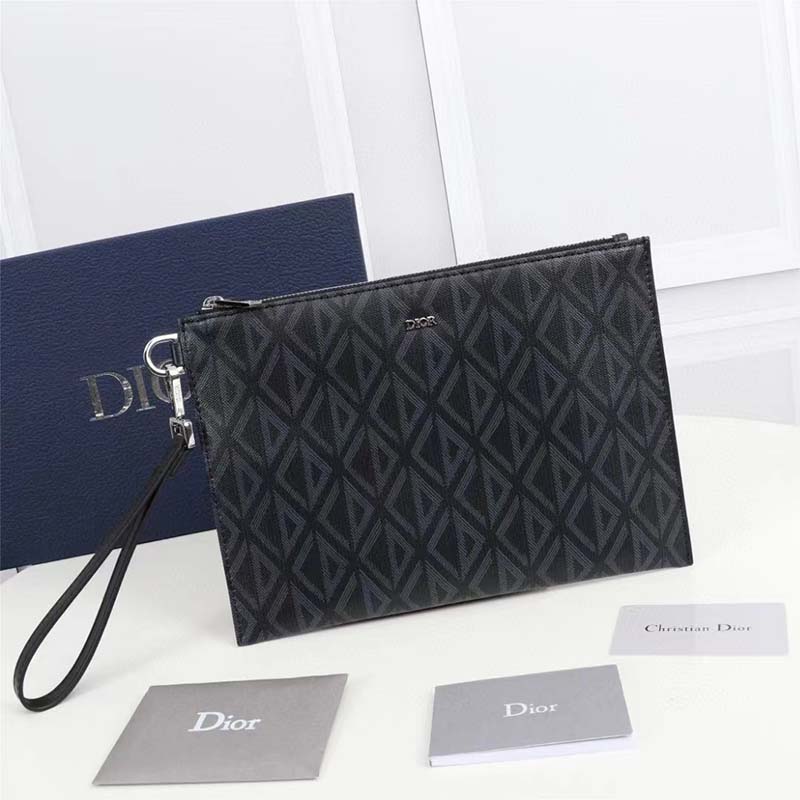 dior unisex cd pouch black cd Di*m*nd canvas dior signature
