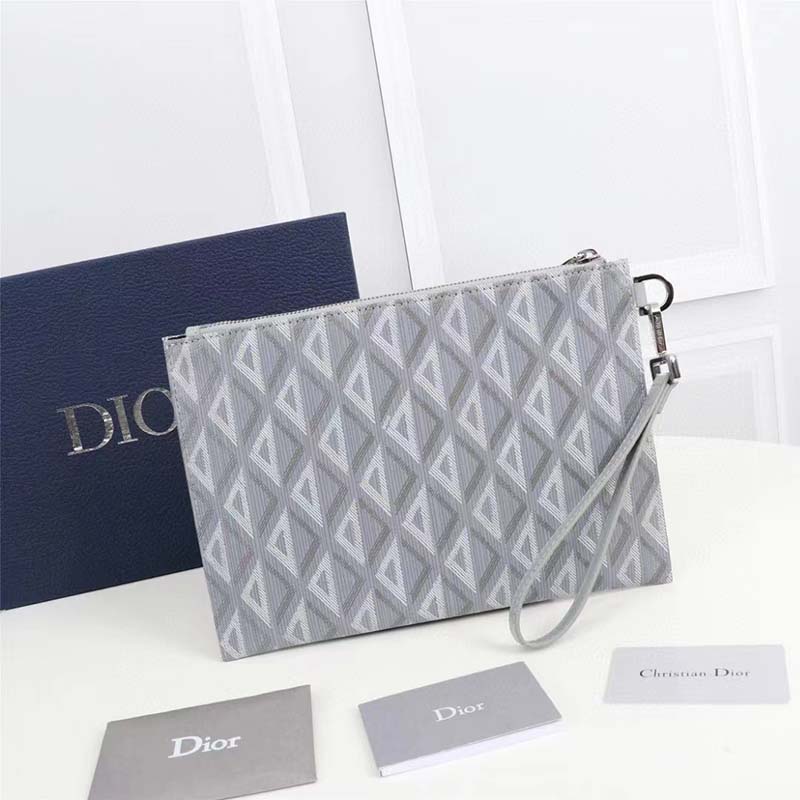 dior unisex cd pouch gray cd Di*m*nd canvas dior signature