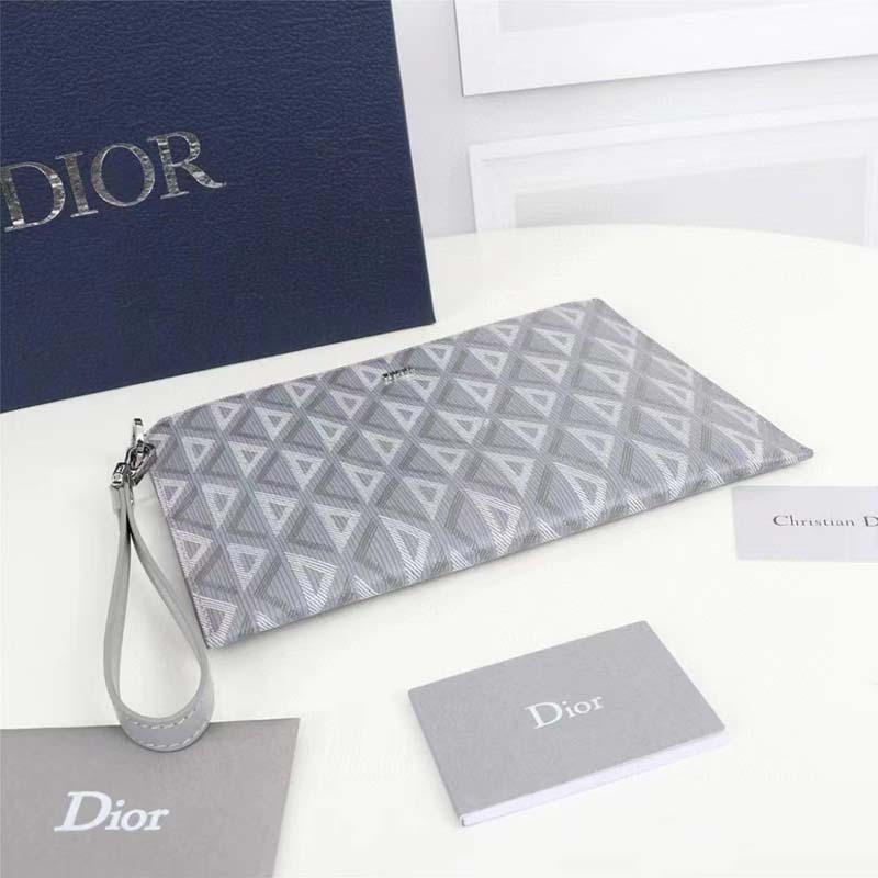 dior unisex cd pouch gray cd Di*m*nd canvas dior signature