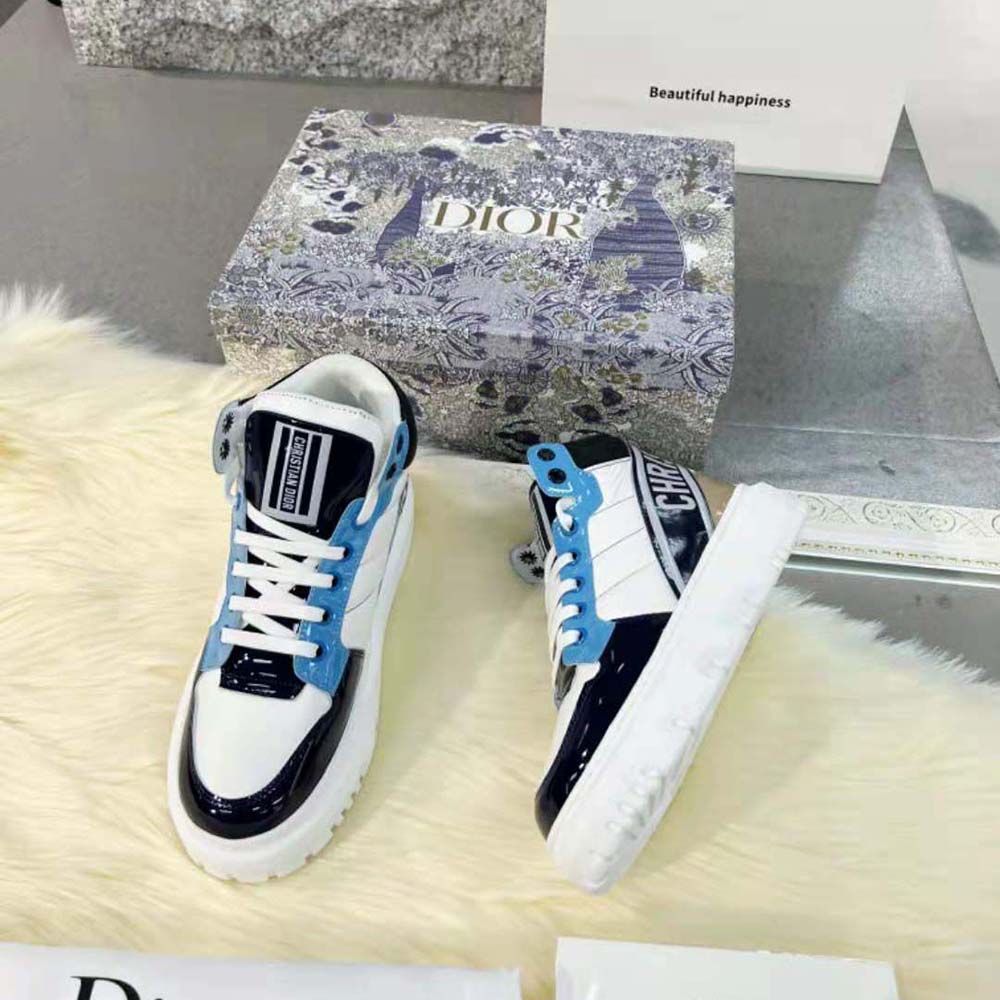 Dior Unisex D-Player Sneaker Blue Multicolor Technical Fabric Suede and Calfskin