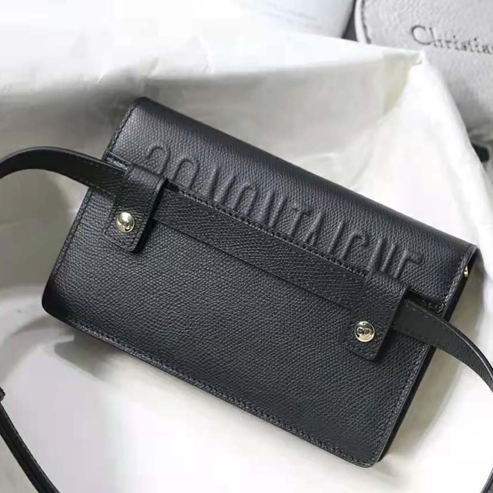 Dior Women 30 Montaigne 2-in-1 Pouch Stone Grained Calfskin-Black