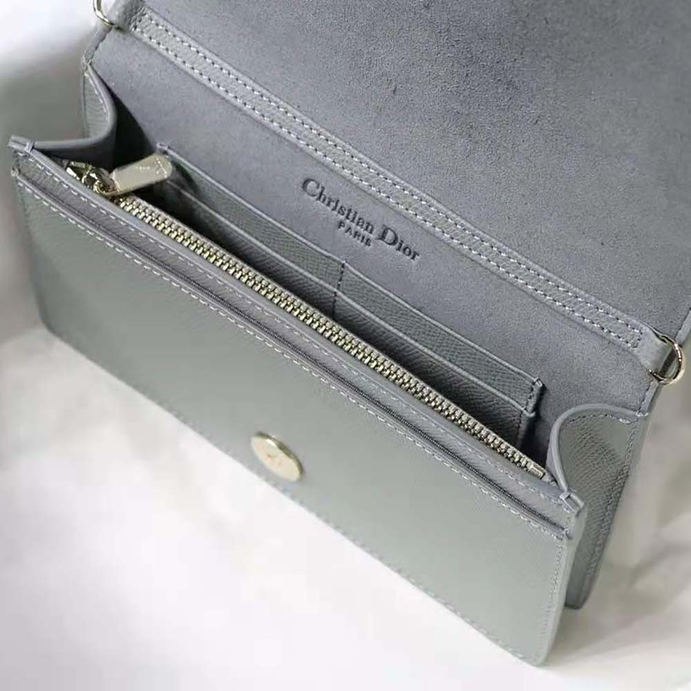 Dior Women 30 Montaigne 2-in-1 Pouch Stone Grained Calfskin-Silver