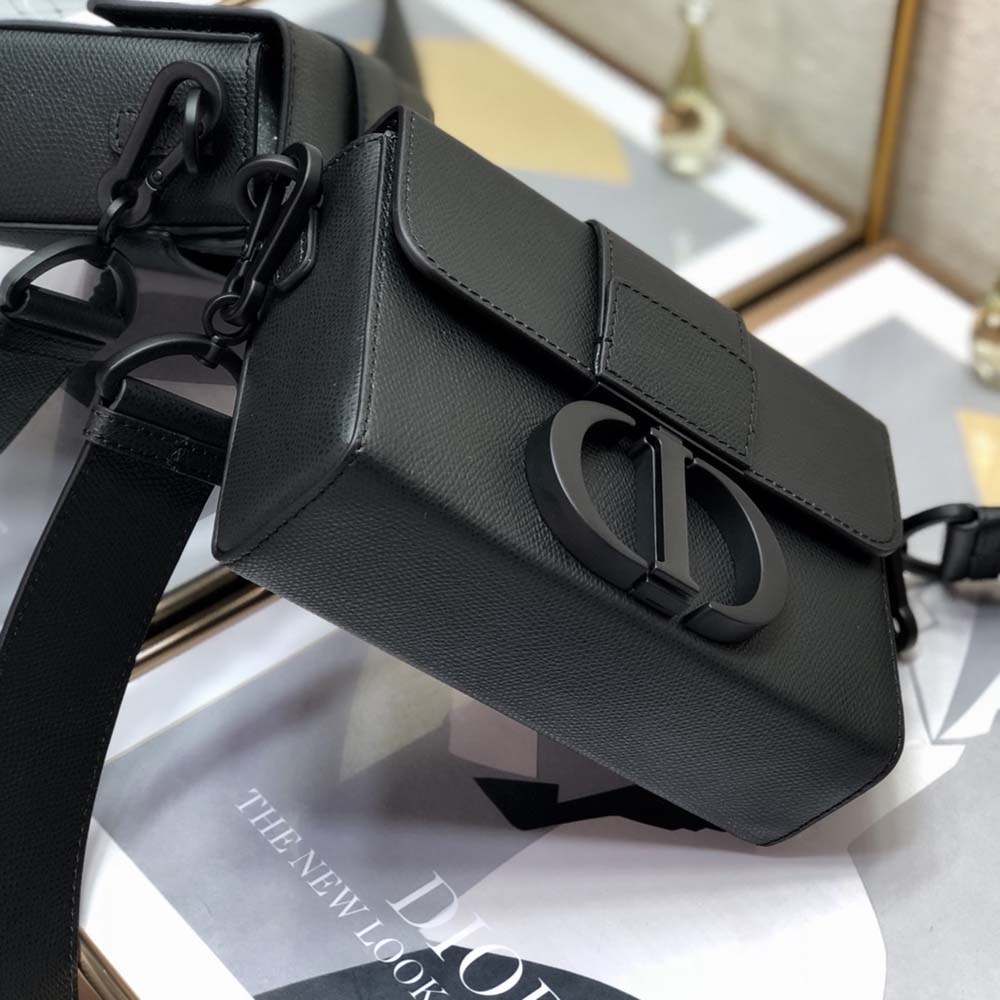 Dior Women 30 Montaigne Box Bag Black Ultramatte Grained Calfskin