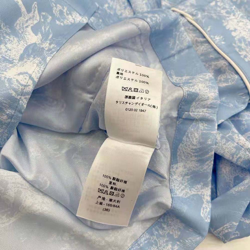 Dior Women Chez Moi Shirt Cornflower Blue Toile de Jouy Reverse Silk Twill