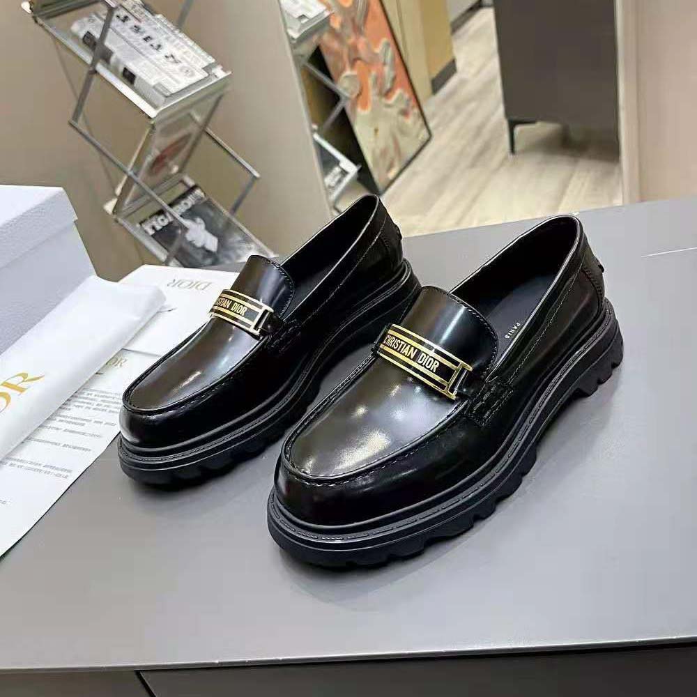Dior Women Code Loafer Black Brushed Calfskin