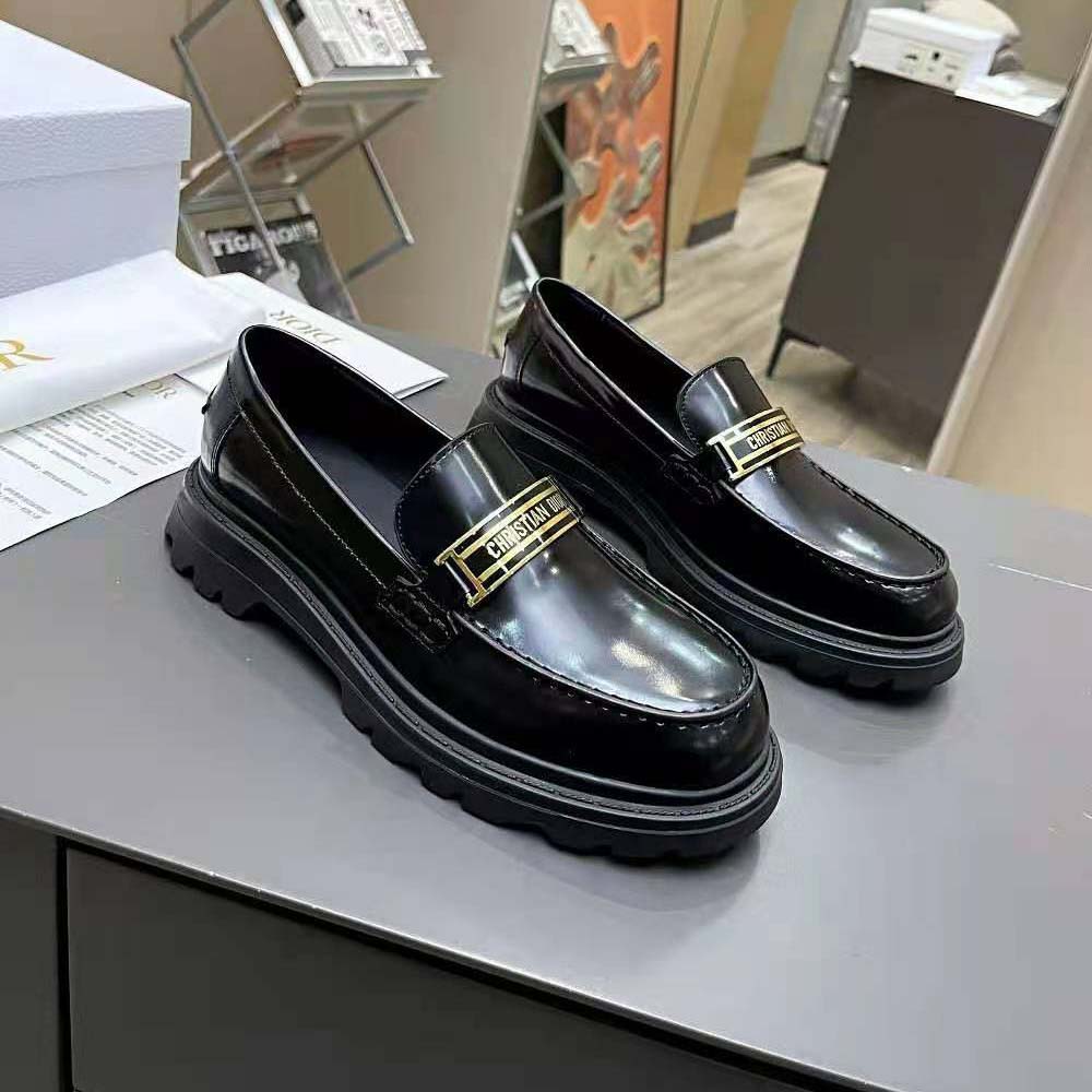 Dior Women Code Loafer Black Brushed Calfskin