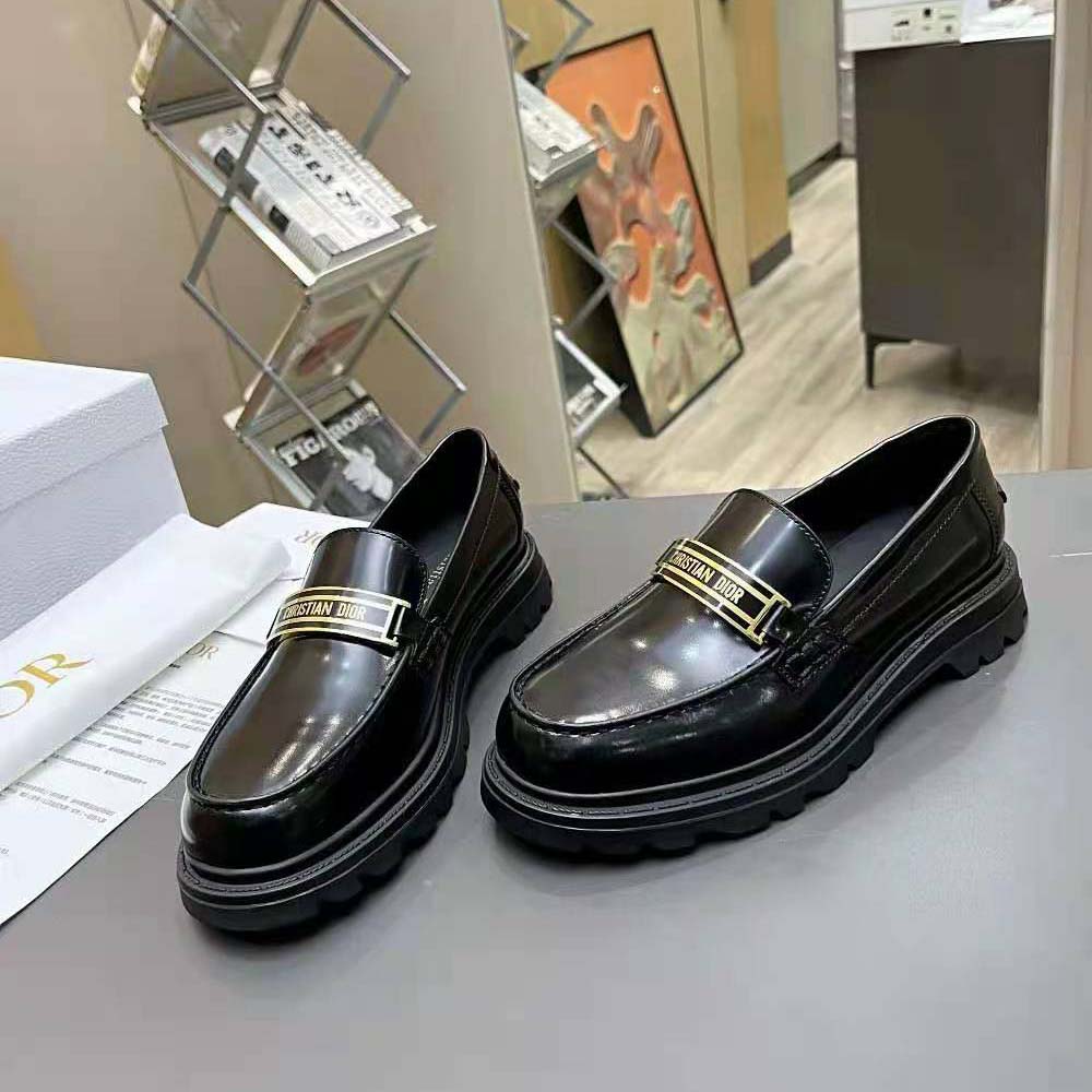 Dior Women Code Loafer Black Brushed Calfskin
