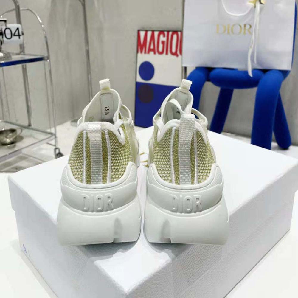Dior Women D-Connect Sneaker Gold-Tone Laminated Mesh