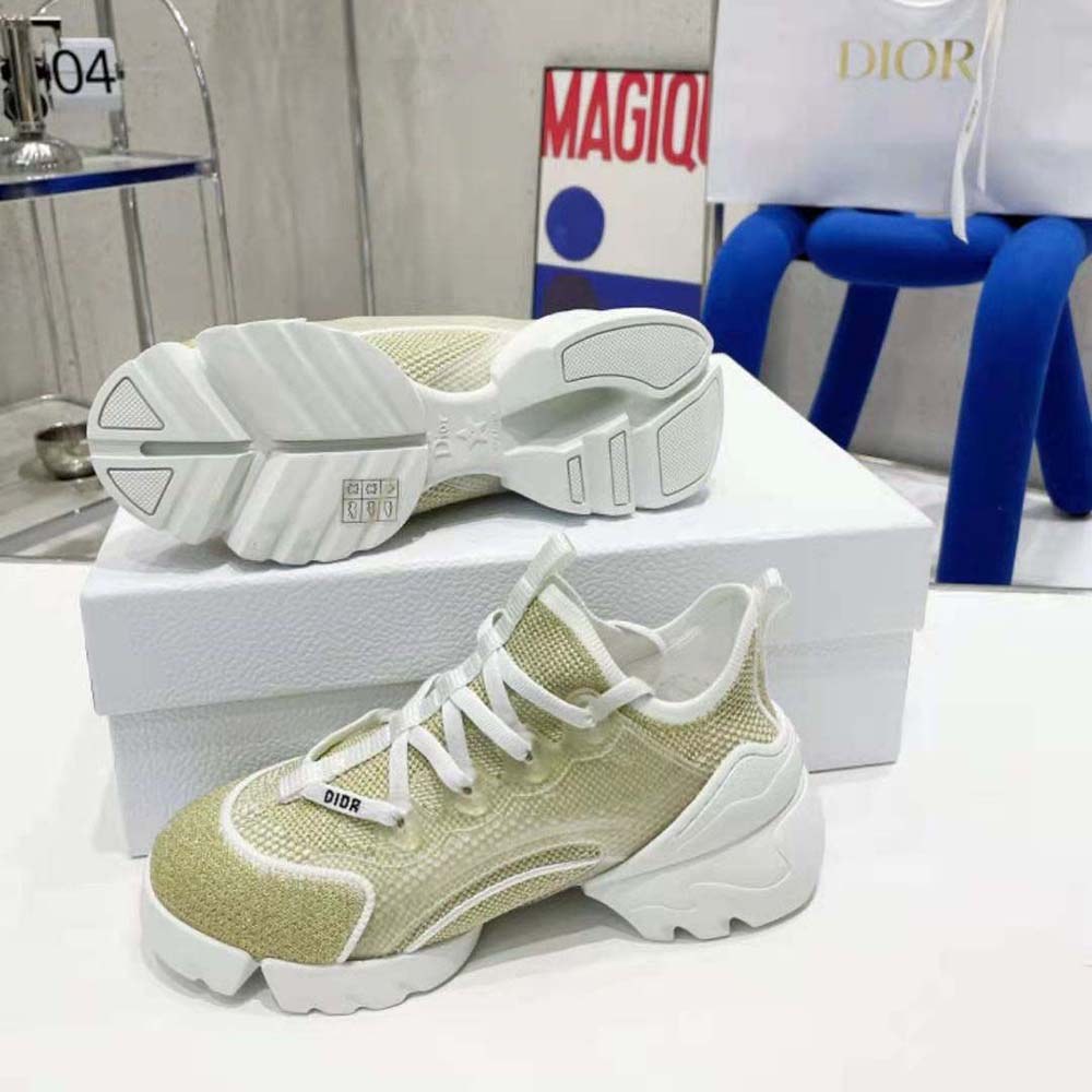 Dior Women D-Connect Sneaker Gold-Tone Laminated Mesh