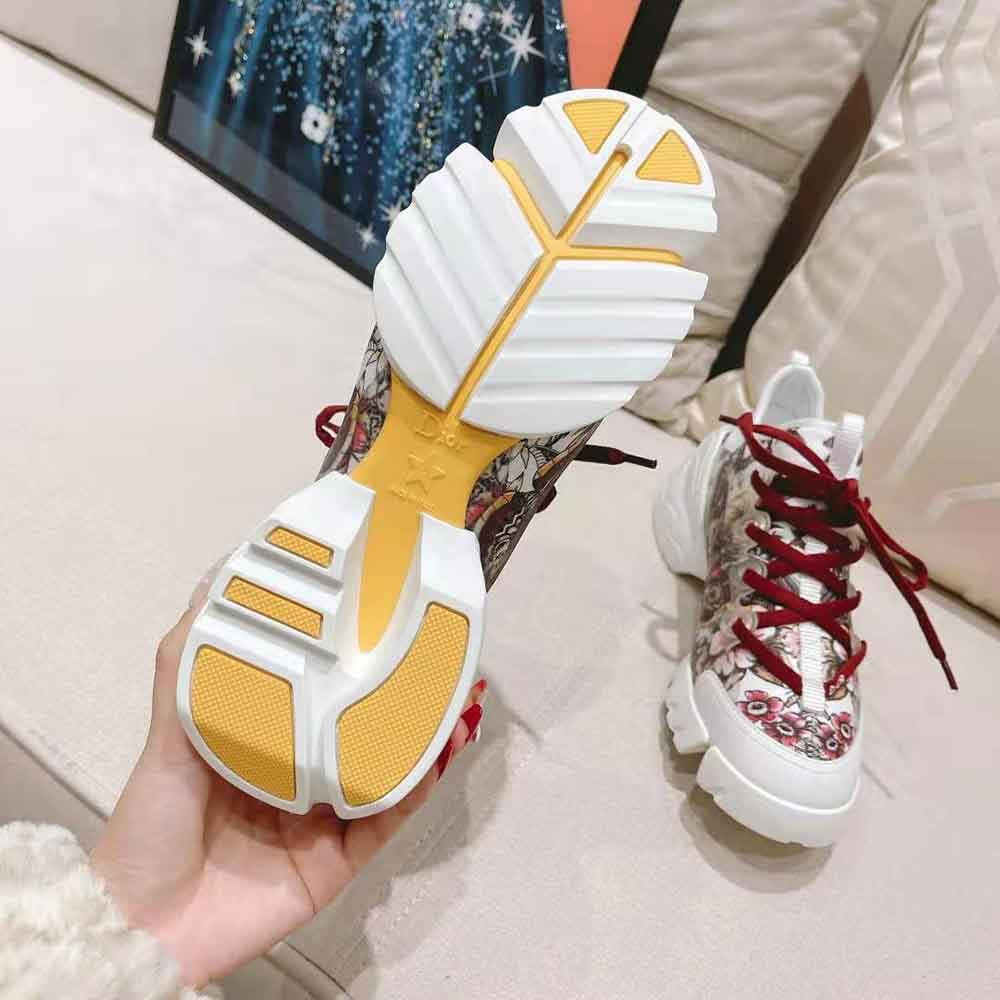 Dior Women D-Connect Sneaker White Technical Fabric and Multicolor Butterfly Motif
