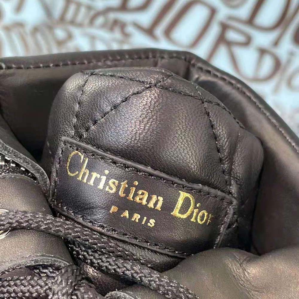 Dior Women D-Leader Ankle Boot Black Quilted Cannage Calfskin