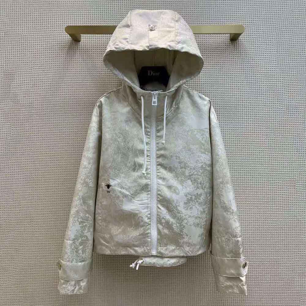 Dior Women D-Way Windbreaker Gold-Tone Technical Taffeta Jacquard