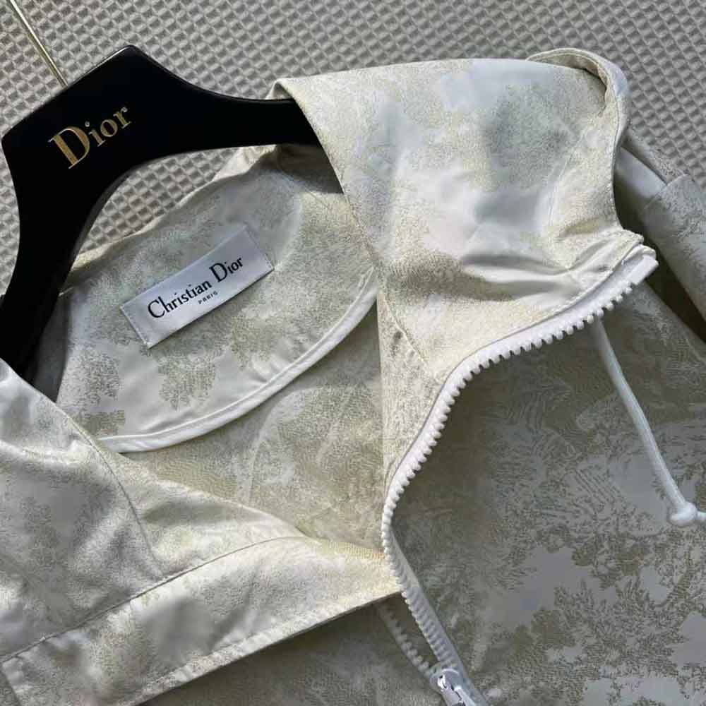 Dior Women D-Way Windbreaker Gold-Tone Technical Taffeta Jacquard