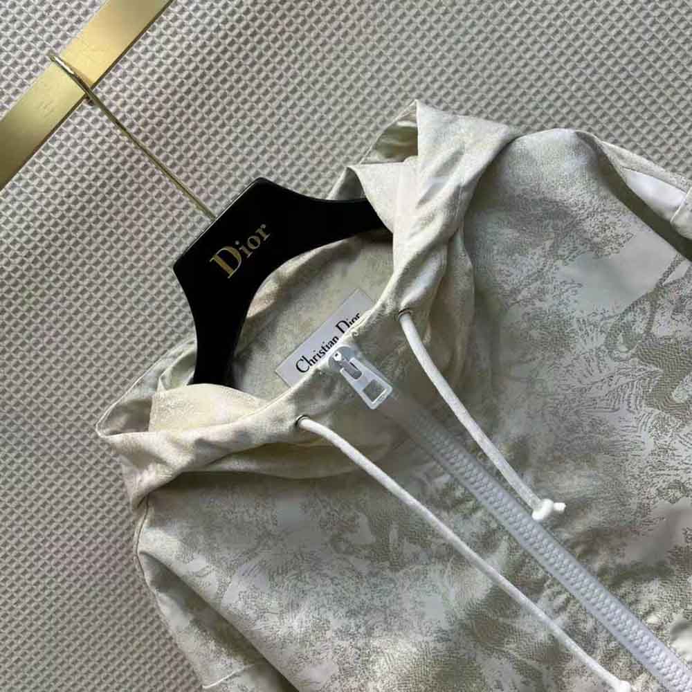 Dior Women D-Way Windbreaker Gold-Tone Technical Taffeta Jacquard