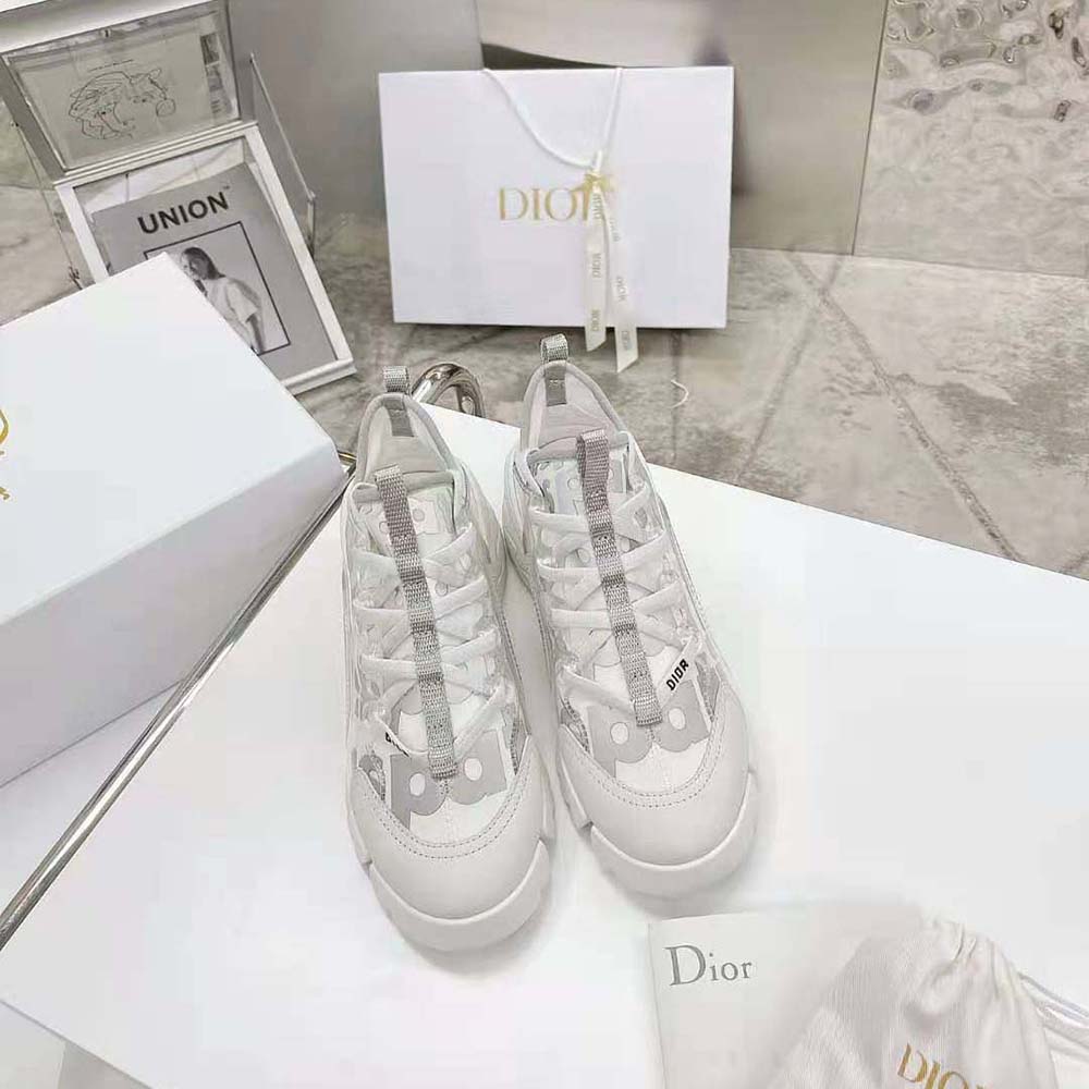 Dior Women D-connect Sneaker White Dior Spatial Printed Reflective Technical Fabric