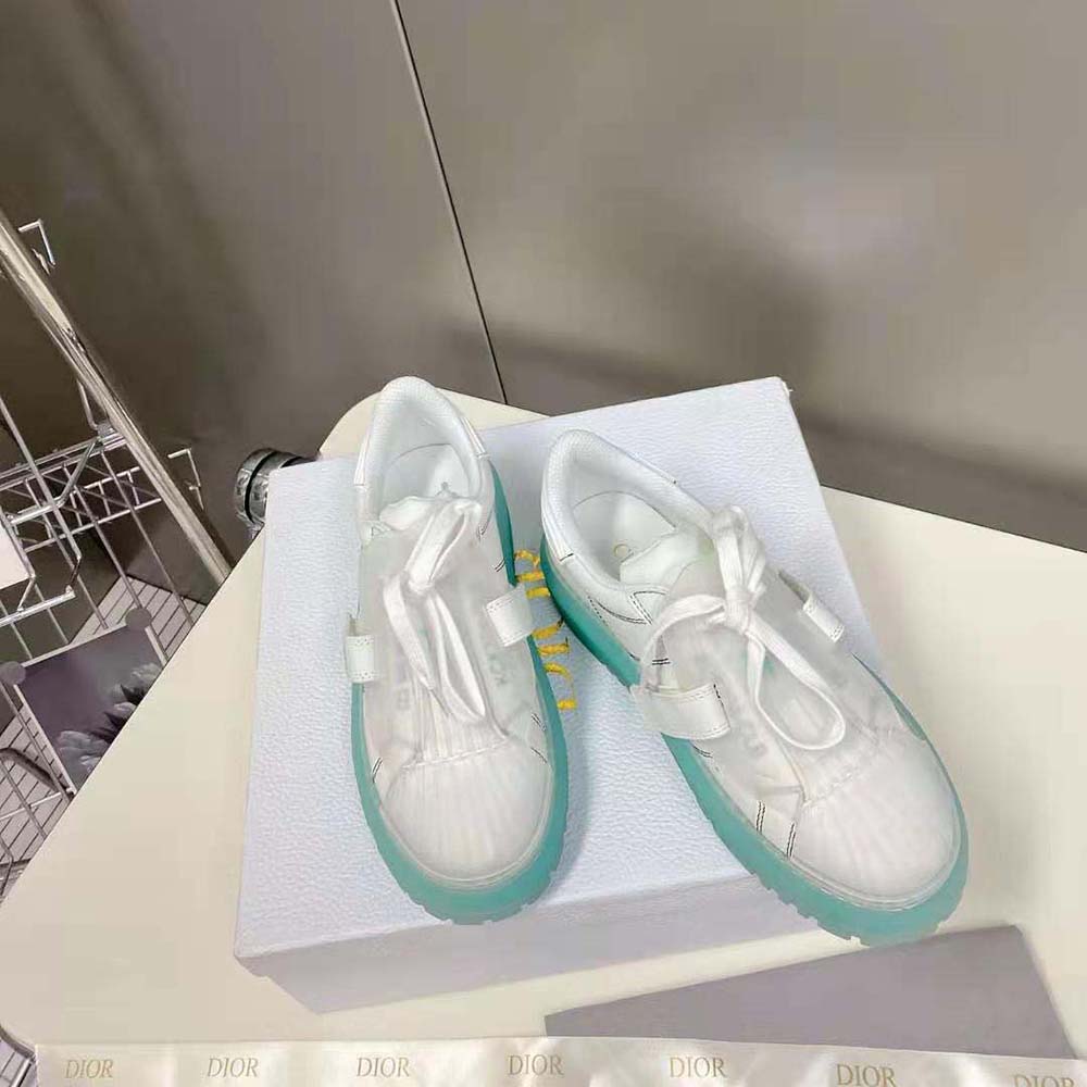 Dior Women Dior-Id Sneaker White Calfskin and Cypress Green Transparent Rubber