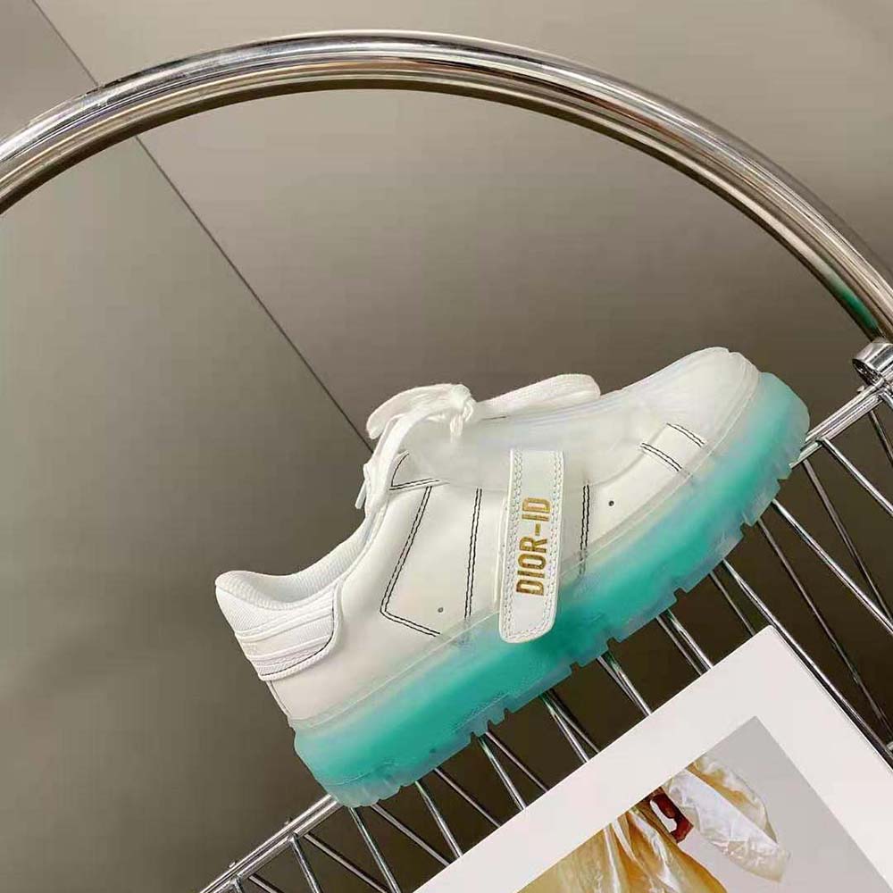 Dior Women Dior-Id Sneaker White Calfskin and Cypress Green Transparent Rubber