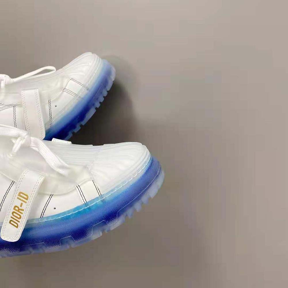 Dior Women Dior-Id Sneaker White Calfskin and Deep Blue Transparent Rubber