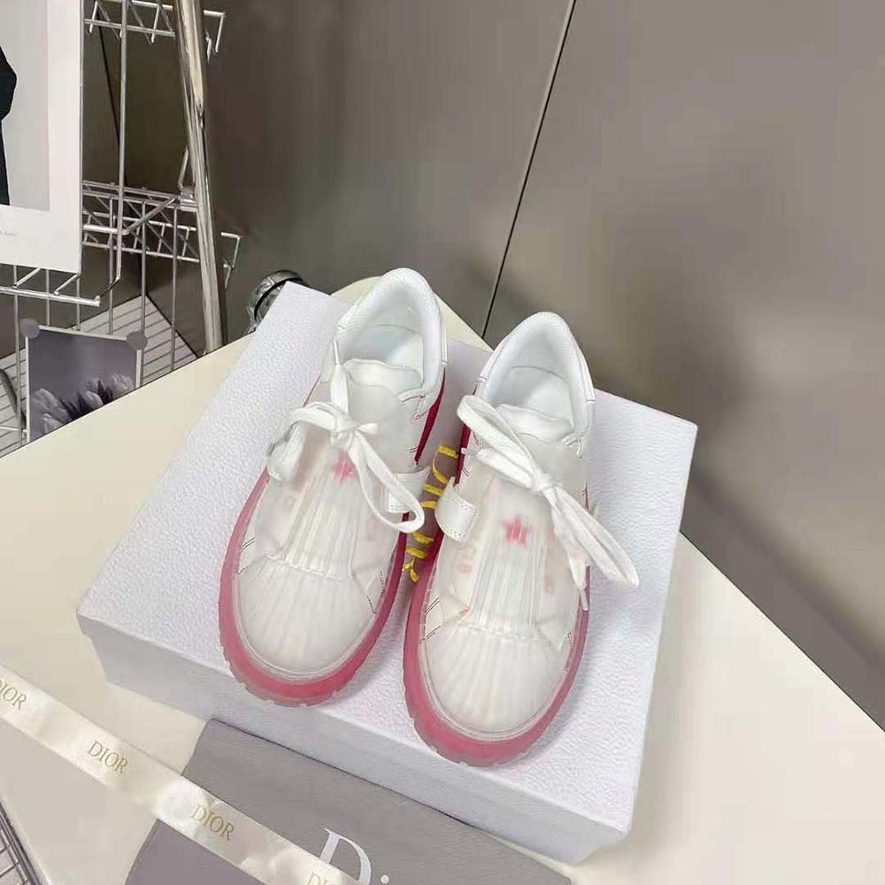 Dior Women Dior-Id Sneaker White Calfskin and Transparent Red Rubber