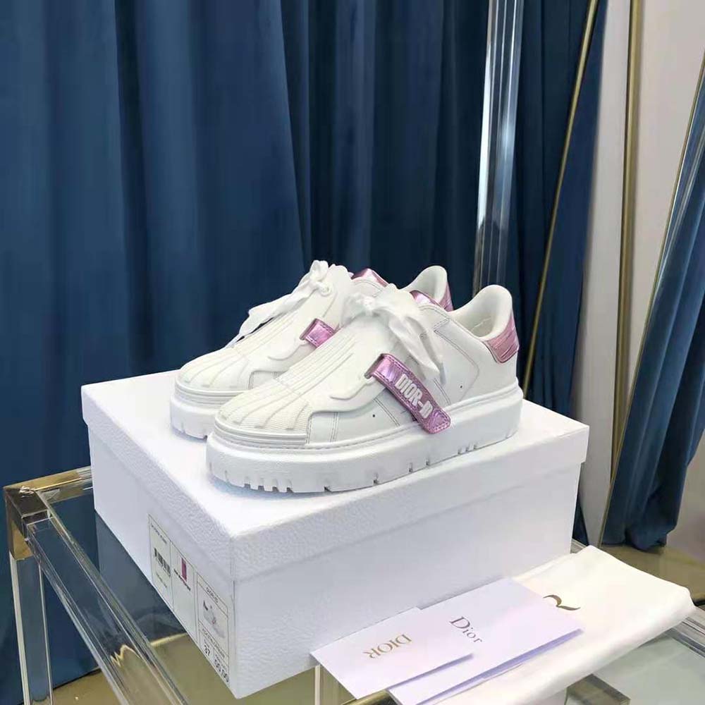 Dior Women Dior-id Sneaker White and Metallic Pink Calfskin