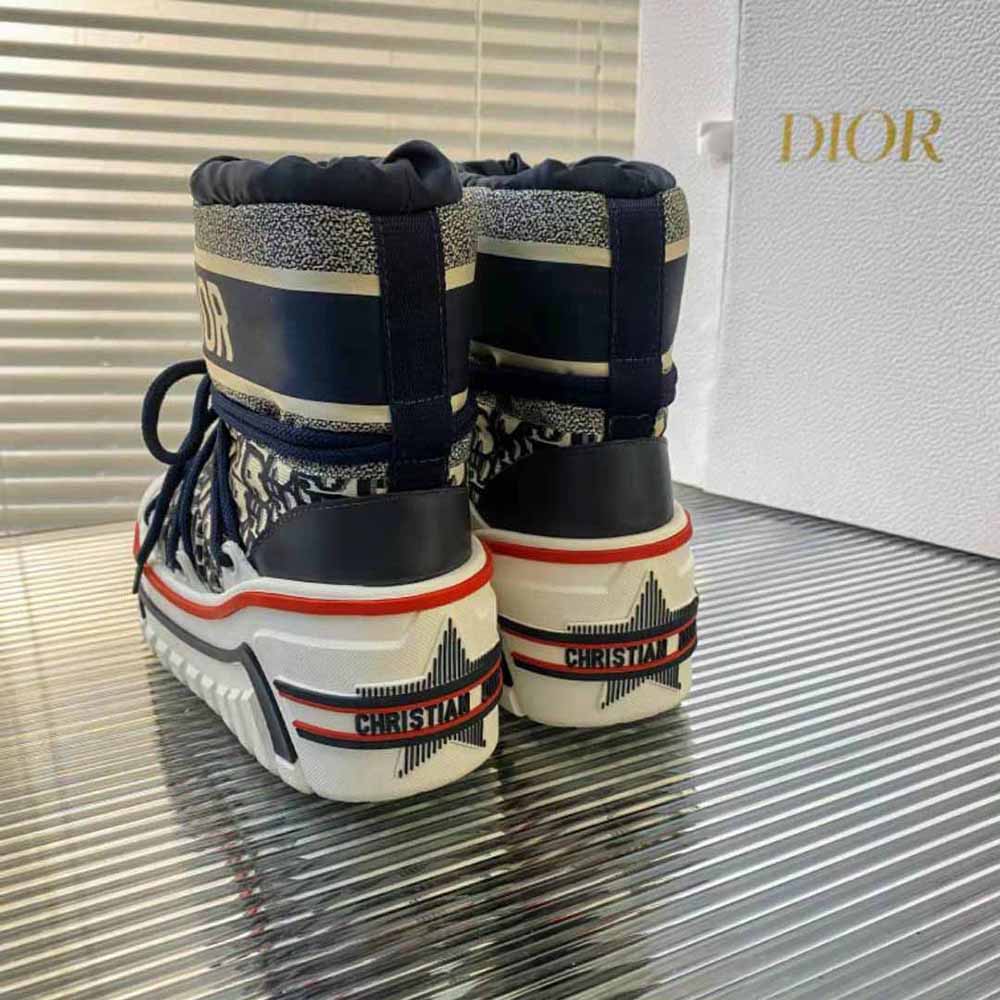 Dior Women Dioralps Snow Ankle Boot Deep Blue Dior Oblique Shiny Nylon