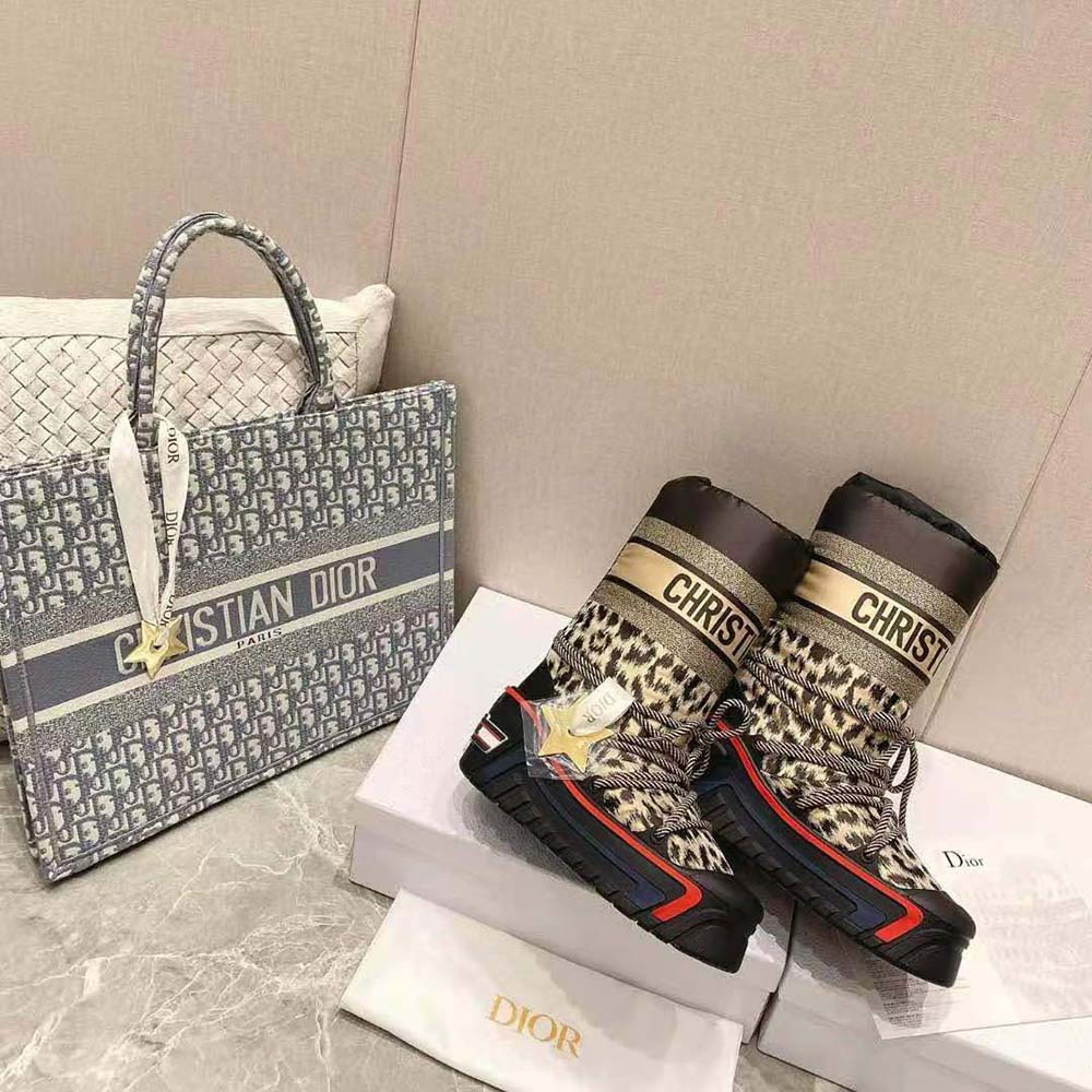Dior Women Dioralps Snow Boot Beige Multicolor Mizza Shiny Nylon