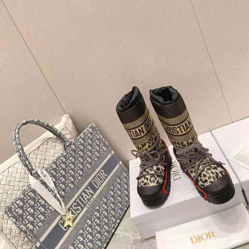 Dior Women Dioralps Snow Boot Beige Multicolor Mizza Shiny Nylon