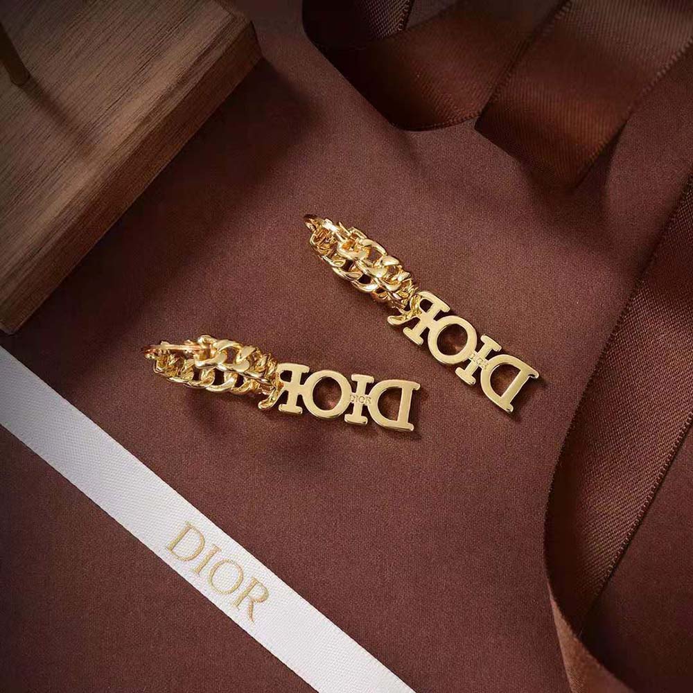 Dior Women Dio(r)evolution Earrings Gold-Finish Metal and White Crystals