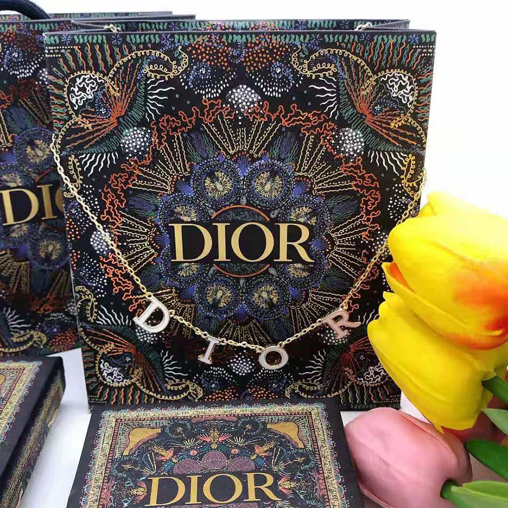Dior Women Dio(r)evolution Necklace Gold-Finish Metal and White Lacquer