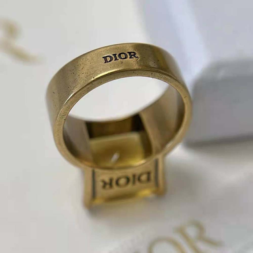 Dior Women Dio(r)evolution Ring Antique Gold-Finish Metal and Citrine