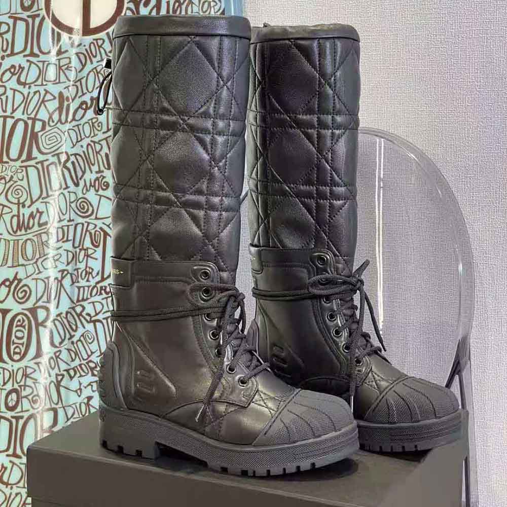 Dior Women Dioriron Boot Black Quilted Cannage Calfskin