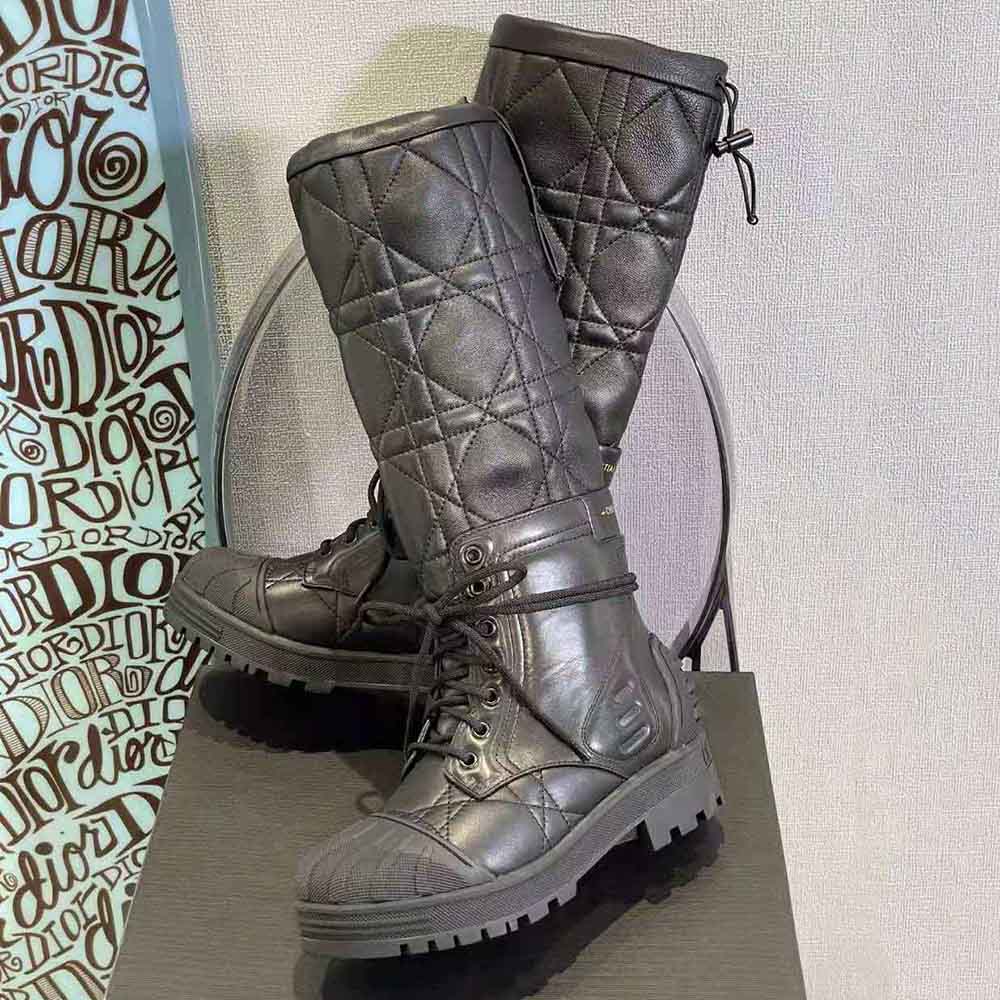 Dior Women Dioriron Boot Black Quilted Cannage Calfskin