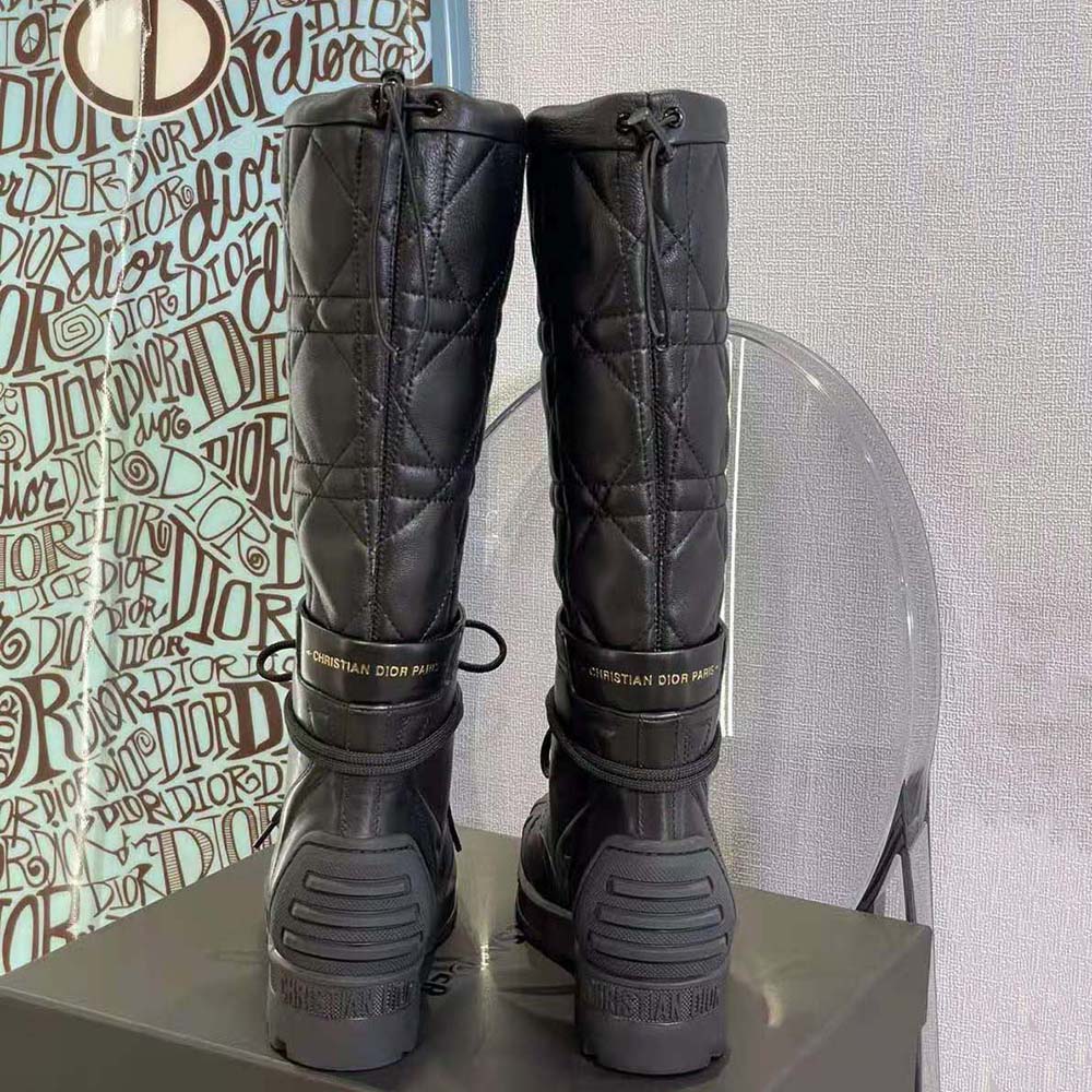 Dior Women Dioriron Boot Black Quilted Cannage Calfskin