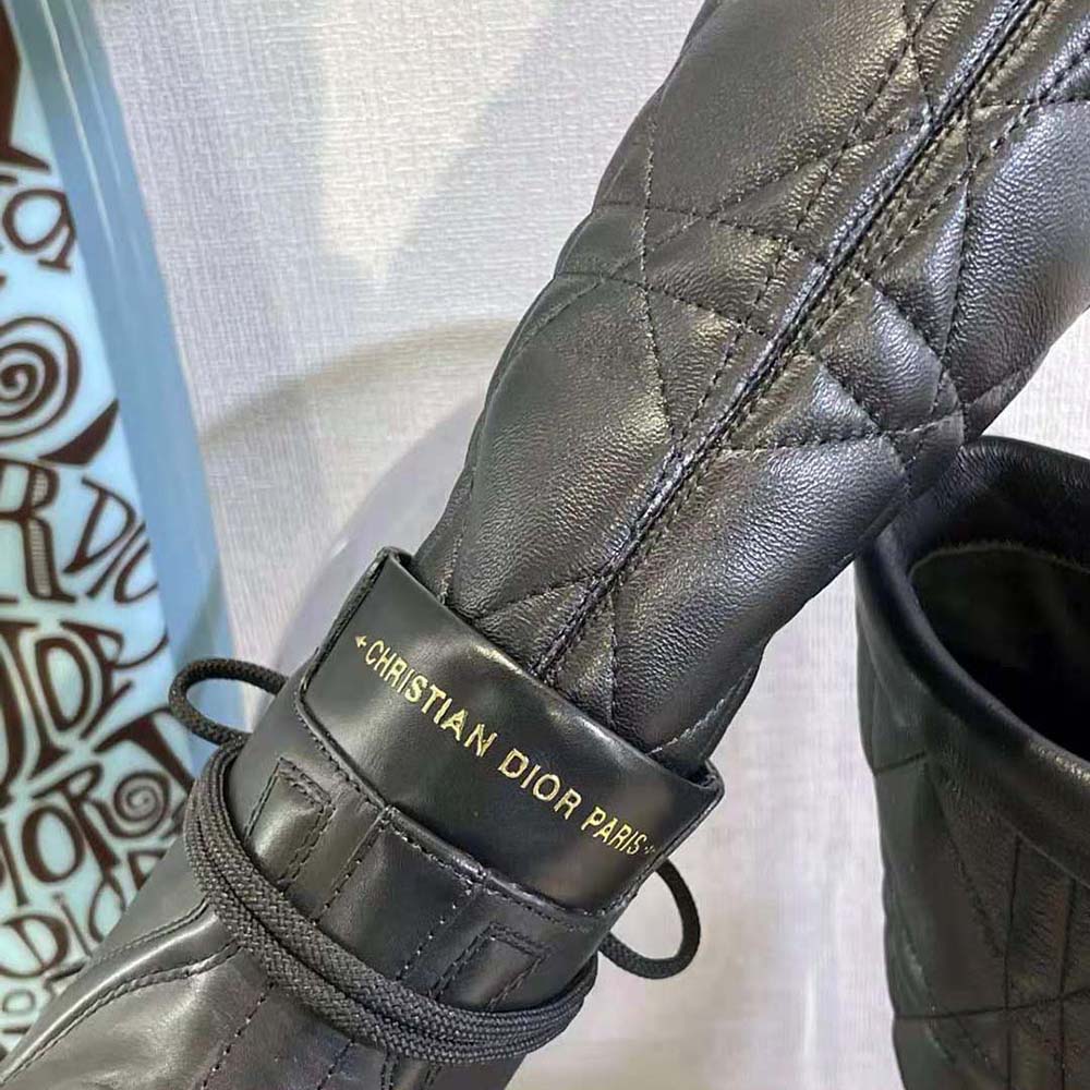 Dior Women Dioriron Boot Black Quilted Cannage Calfskin