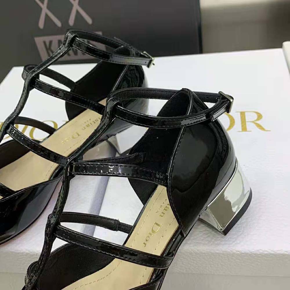 Dior Women La Parisienne Dior Ballerina Flat Black Patent Calfskin