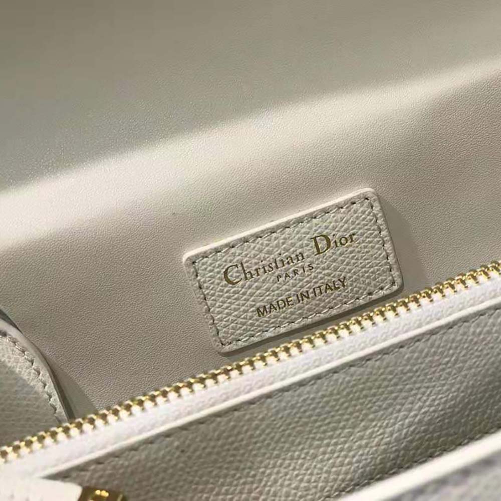 Dior Women Medium ST Honore Tote Latte Grained Calfskin-White