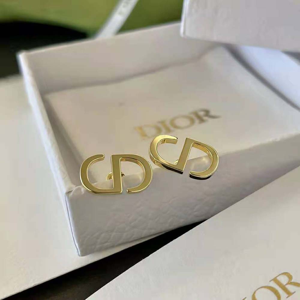 Dior Women Petit CD Studs Earrings Gold-Finish Metal