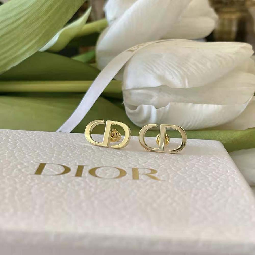 Dior Women Petit CD Studs Earrings Gold-Finish Metal