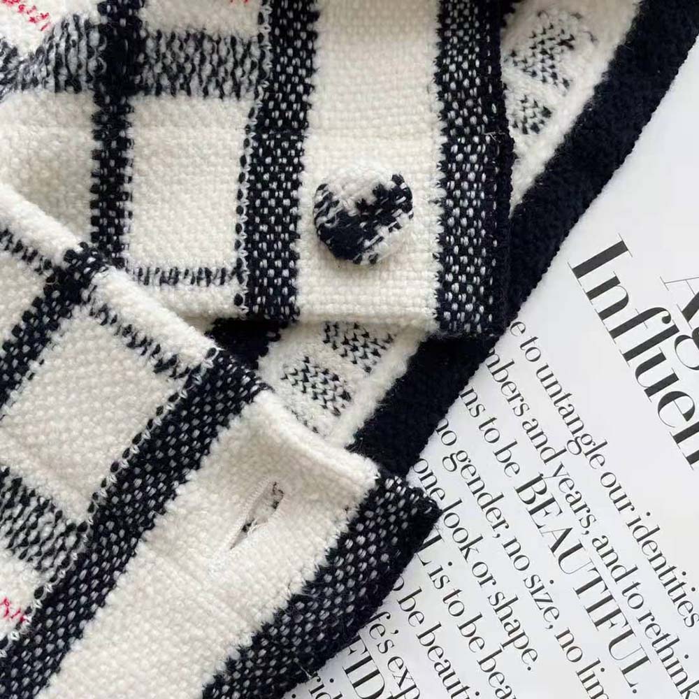 Dior Women Short-Sleeved Jacket Tricolor Check N Dior Technical Cotton and Wool Knit