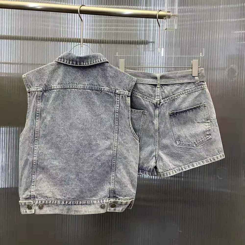 Dior Women Sleeveless Jacket Blue Cotton Denim