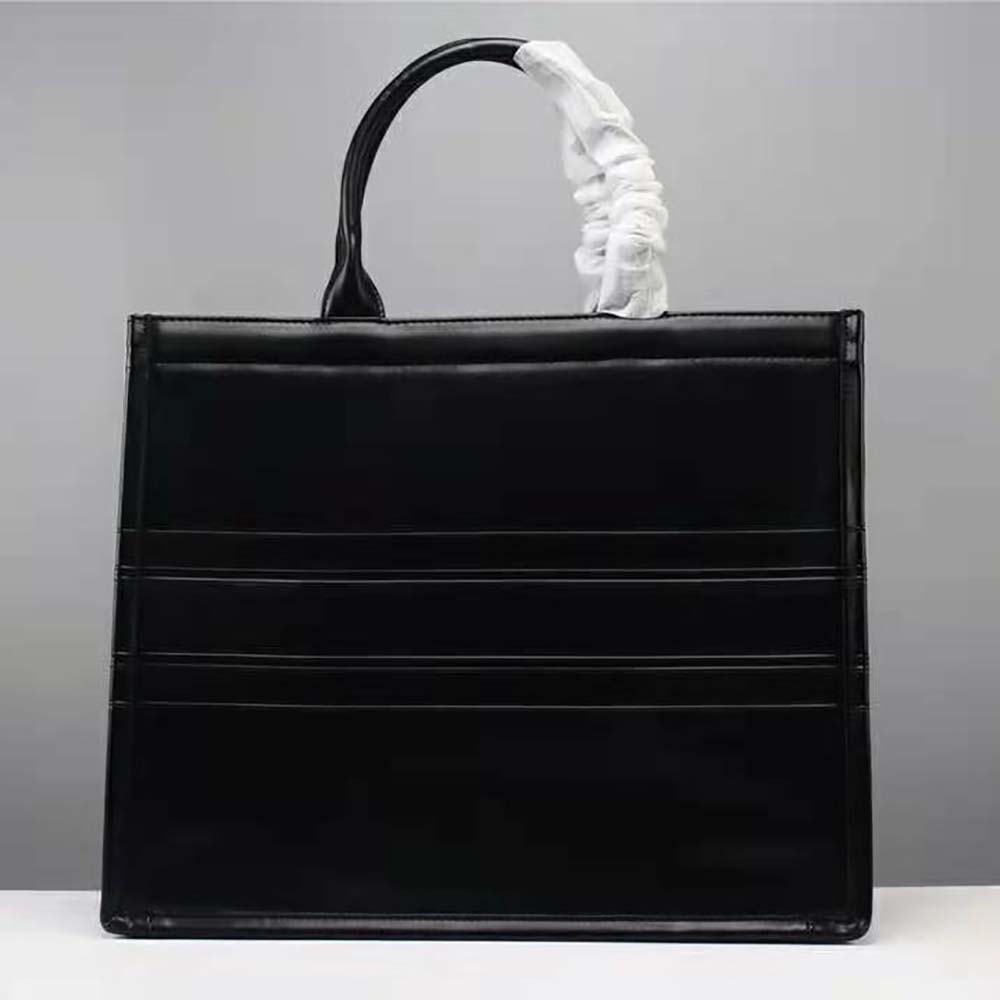 Dior Women Small Dior Book Tote Black Calfskin