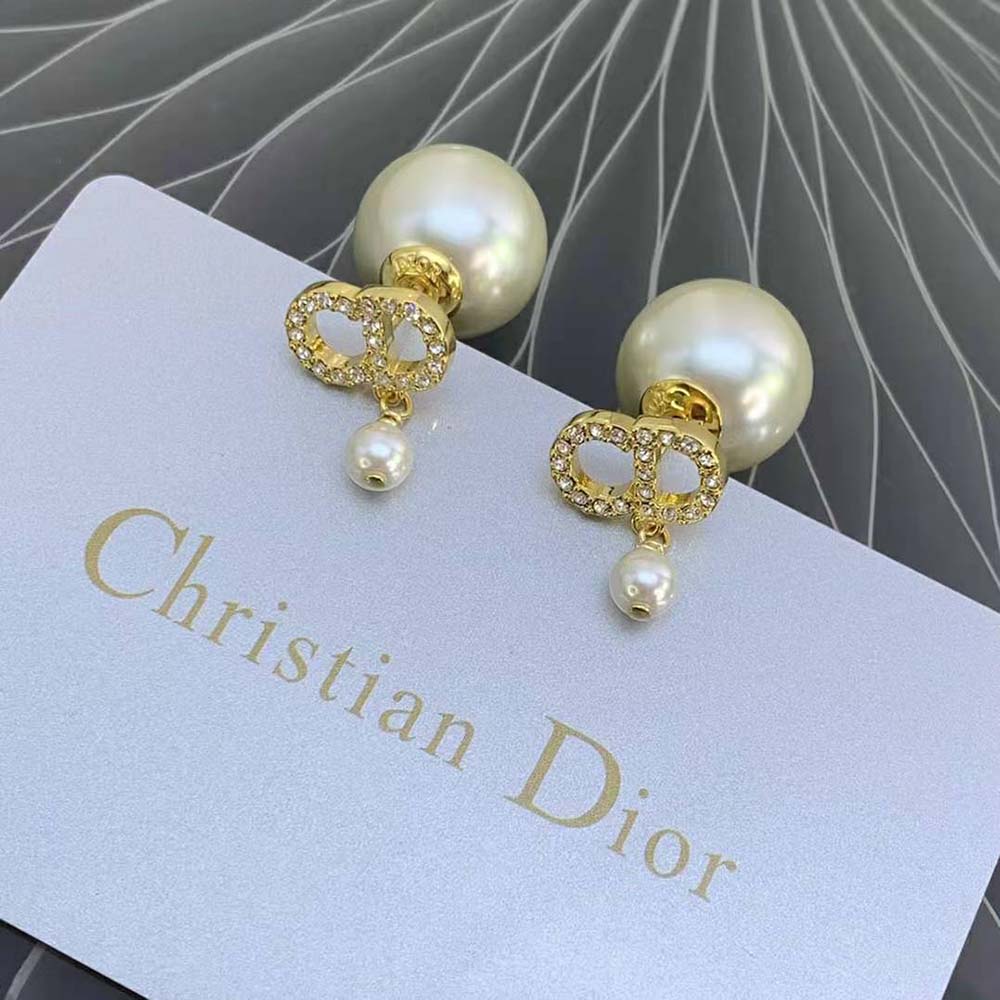 Dior Women Tribales Earrings Gold-Finish Metal-White