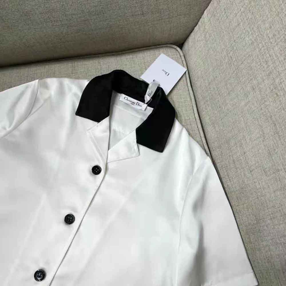 Dior Women Vibe Blouse White Technical Satin