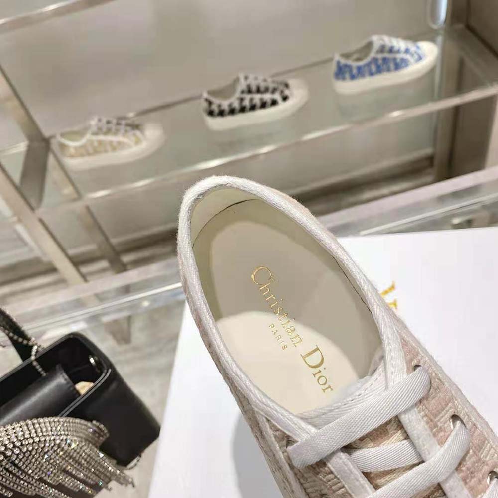 Dior Women Walk N Dior Sneaker Nude Dior Oblique Embroidered Cotton