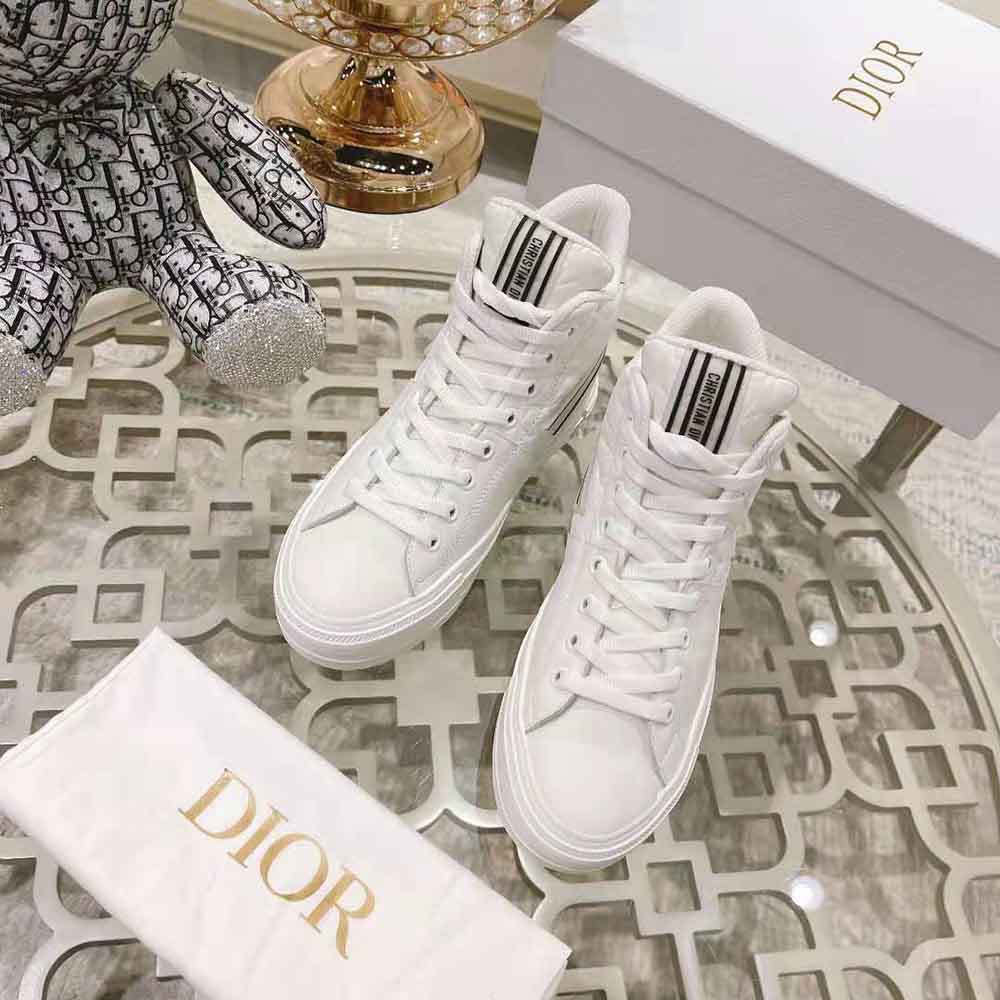 Dior Unisex Walk N Dior Star Sneaker White Dior Etoile Embossed Lambskin and Calfskin