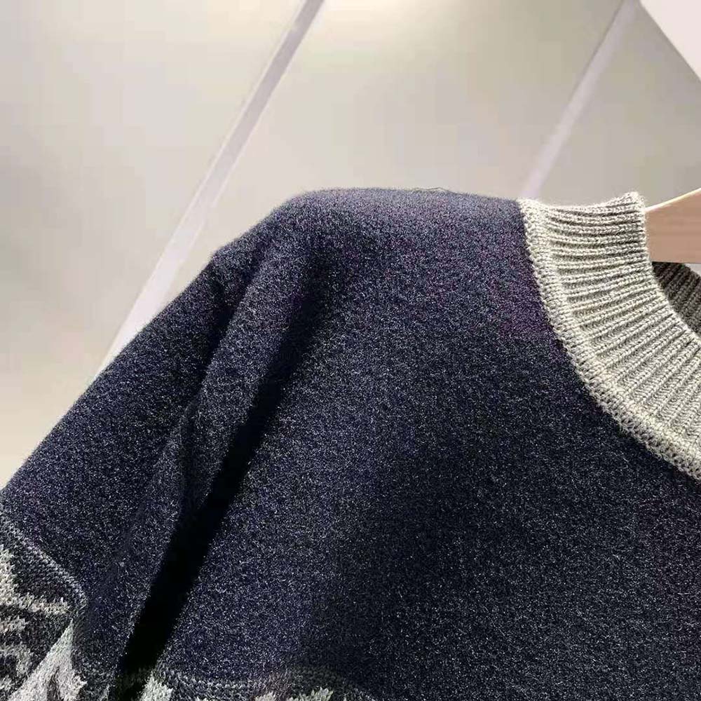 Fendi Men Black Wool Sweater with High Collar and Long Sleeves