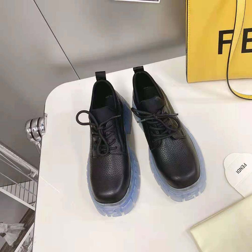 Fendi Women Force Black Leather Lace-Ups