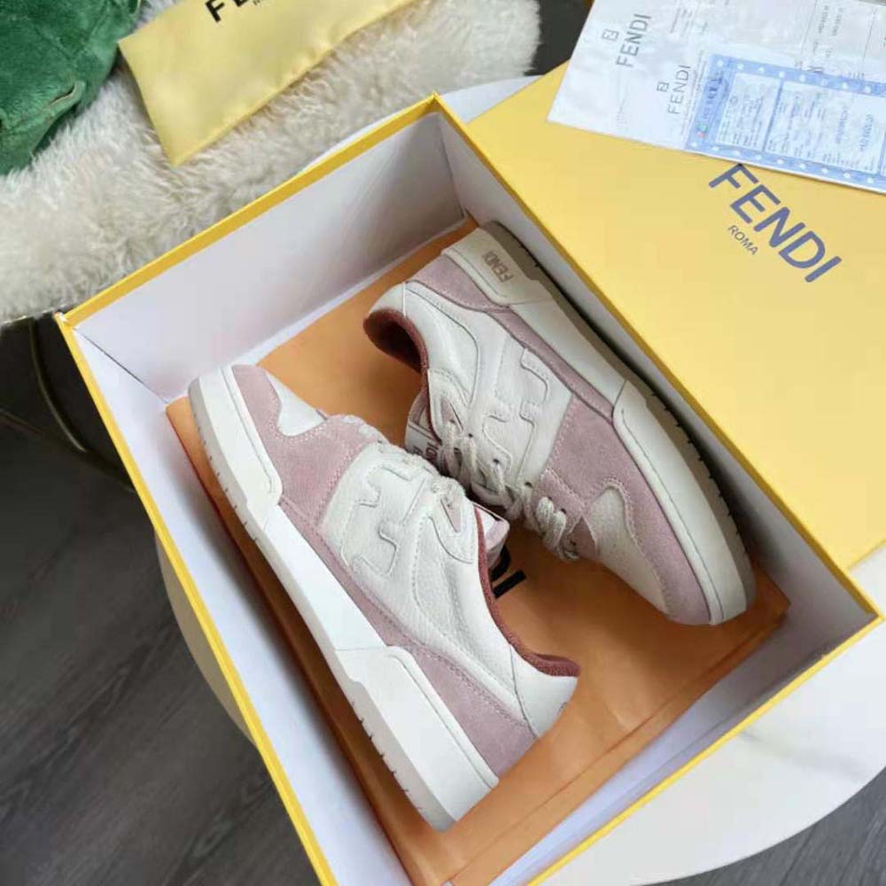 Fendi Unisex Match Low-Tops in Pink Suede