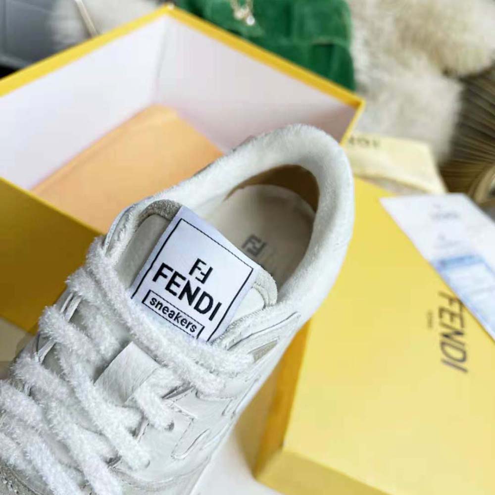 Fendi Unisex Match White Suede Low Tops