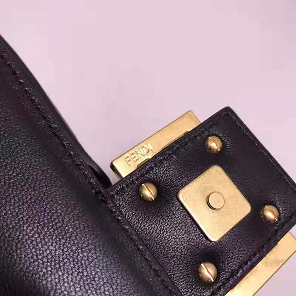 Fendi Women Baguette Chain Black Nappa Leather Bag